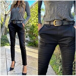 Bevy Flog Dafna Black Herringbone Pull On Pant Pockets Israel Women’s Size 25